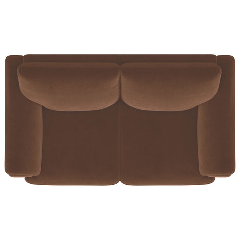 Dania - Upholstered Crescent Loveseat With Curved Tufted Arms - Rust