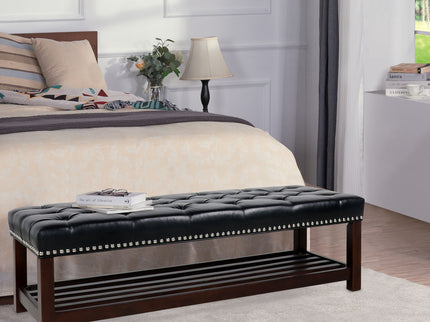 Bedroom End Of Bed Bench Tufted Upholstered End Of Bed Bench End Of Bed Entrance Shoe Bench With Nailhead Trim And Shelf Bedroom Upholstered Bench Living Room Shoe Rack Footstool