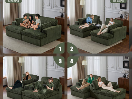 Double Chaise Lounge Chair, Oversized Upholstered Sleeper Cloud Couch