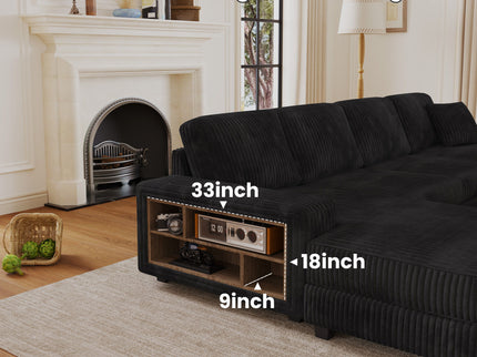 U-Shaped Convertible Sofa, 4 Seater Large Living Room Lounge