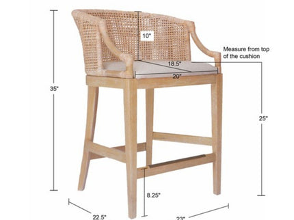 Casual Handcrafted Rattan Counter Stool