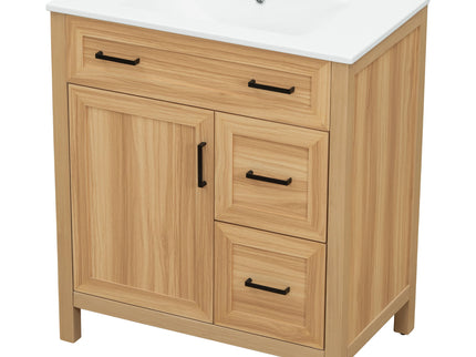 Bathroom Vanity With Sink, 2 Soft Close Drawers, 1 Soft Close Door, Adjustable Shelf