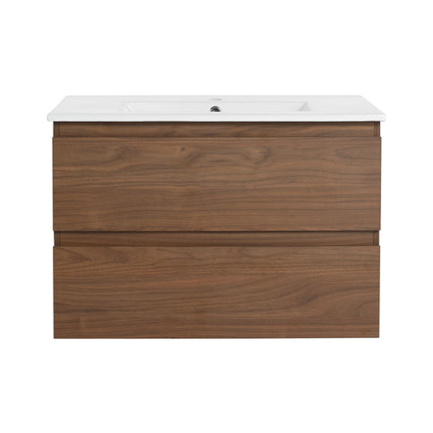 Wall Mounted Bathroom Vanity & Sink, 2 Soft Close Drawers