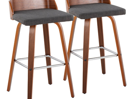 Maya - Mid Century Modern Fixed Height Barstool With Swivel With Square Footrest (Set of 2)
