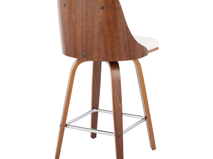 Gianna - Mid Century Modern Fixed Height Counter Stool With Swivel With Square Footrest (Set of 2)