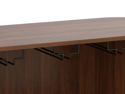 Fluted Liquor & Coffee Bar Cabinet With 6 Wine Racks And 3 Glass Holders