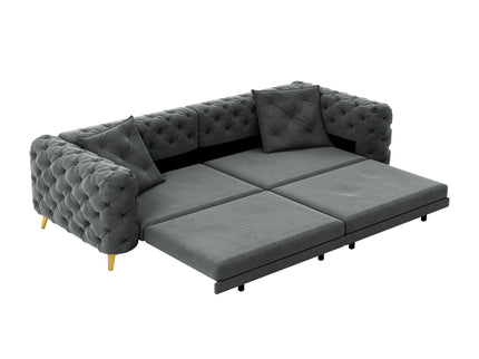 3 In 1 Convertible Sleeper, Deep Seat Pull Out Sofa Bed, Button Tufted