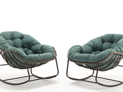Indoor / Outdoor Oversized Wicker Egg Rocker Chair - Light Green