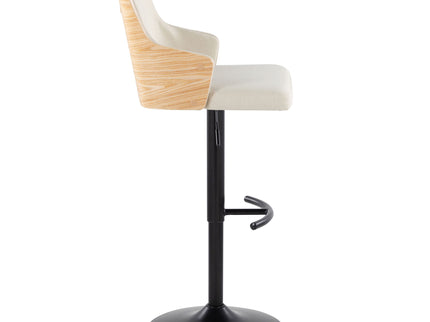 Stella - Contemporary Adjustable Barstool Stool With Swivel And Rounded T Footrest (Set of 2)