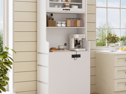 Pantry Cabinet With Hydraulic Flip Top And USB Charging Port