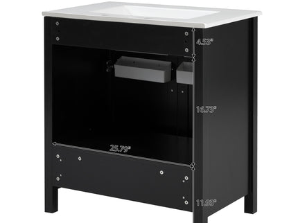 Bathroom Vanity With Sink And Ample Storage, Rectangular Undermount Sink - Black