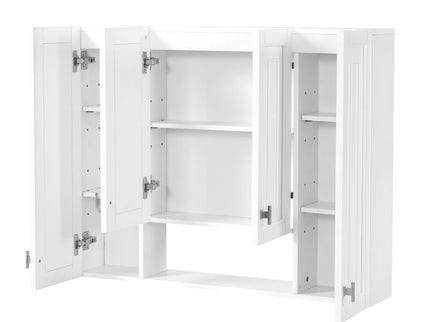 Bathroom Cabinet With 5 Adjustable Shelves, Soft Closing Hinges, Open Shelving Design - White