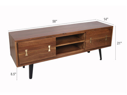 Asther - Acacia Wood TV Cabinet - Natural Wood / Brown