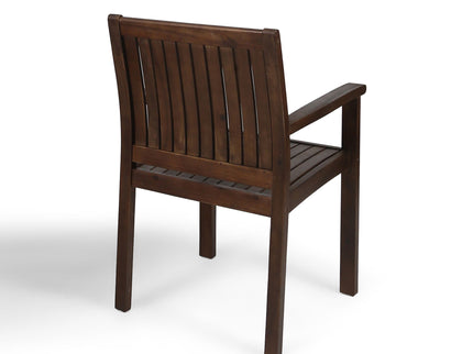 Wilson - Rustic Dining Chair Acacia Wood With Slat Panel Design (Set of 2) - Dark Brown