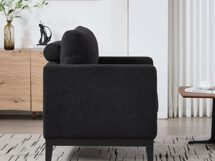 Wide Modern Farmhouse Performance Accent Chair With Legs, Wood Base