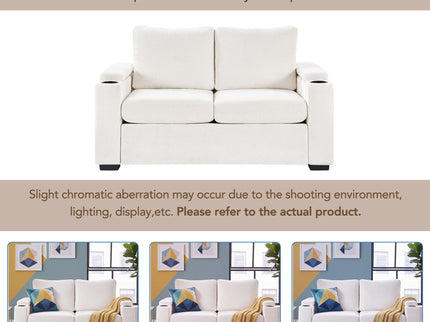 Pull Out Sofa Bed Loveseat With Twin Mattress, Cup Holders And Arm Storage