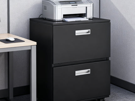 Office Furniture Copier Cabinet 2 Door Steel Copier Stand Mobile Pedestal File Printer Stand - Black