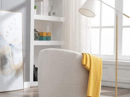 Teddy Fabric Swivel Accent Armchair Barrel Chair With Powder Coating Metal Ring