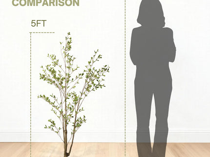 Lifelike Artificial Olive Tree With Plastic Pot For Home Living Room Decor - Green Leaves