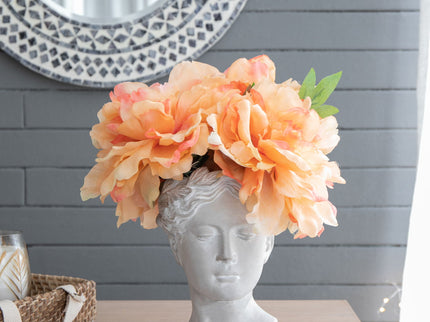 Greek Style Cement Head Planter Indoor Outdoor Home Garden Decor - Gray