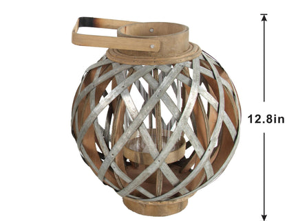 Decorative Lantern With Handle, Wooden Lantern For Indoor Outdoor, Home Garden, Wedding - Silver
