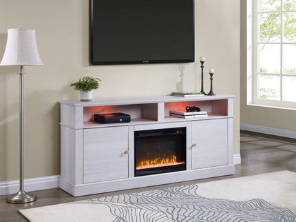 Terra - TV Stand Console With Fireplace - White Walnut