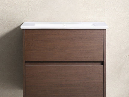 Bathroom Vanity With Basin Wall Hang Storage - Brown / Brown / White