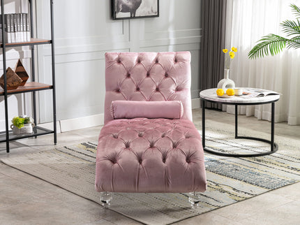 Chaise Lounge Indoor, Button Tufted Upholstered Chaise Lounge Chair With Pillow