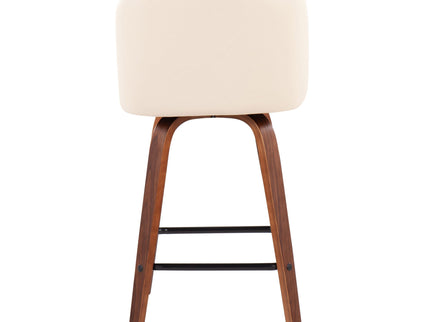 Toriano - Mid Century Modern Fixed Height Counter Stool & Square Footrest (Set of 2)