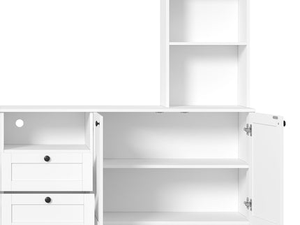 Farmhouse Elegant Entertainment Center Wall Unit With 4 Drawers
