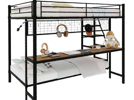 Bunk Bed With Built In Desk And LED Lighting