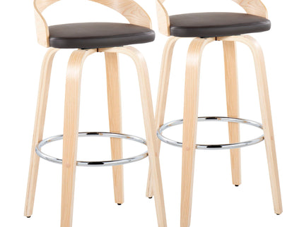 Grotto - Contemporary Fixed-Height Barstool With Swivel With Round Footrest (Set of 2)