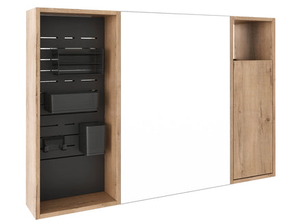 Wall Mounted Bathroom Mirror Cabinet With Soft Close Door, Storage Cabinet - Imitative Oak