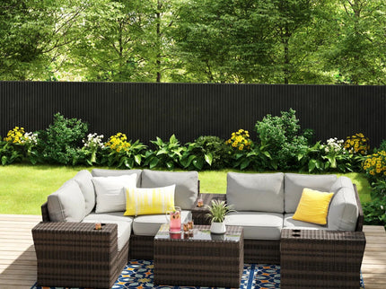 Wicker Outdoor Sectional With Weather Resistant Cushions And Table