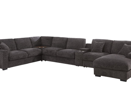 Celine - Corner Sectional Sofa With Right Facing Chaise, Cupholders, And Charging Ports - Gray