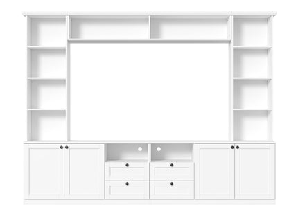 Farmhouse Elegant Entertainment Center Wall Unit With 4 Drawers