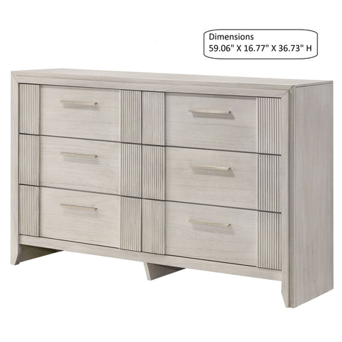 6 Drawer Storage Dresser Furniture - Antique White