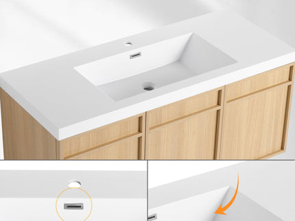 Wall-Mounted Bathroom Vanity With Resin Sink And Soft Closing Doors