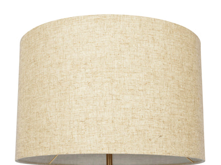 Aurora - Ribbed Lamp Base Clear Table Lamp Large Linen Shade - Beige / Clear / Gold