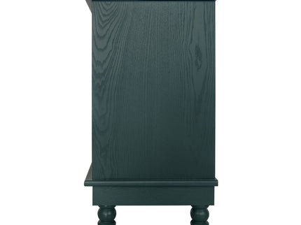 Hollow Carved 3 Drawer Dresser With Metal Handles, Storage Chest For Living Room Or Bedroom - Blackish Green