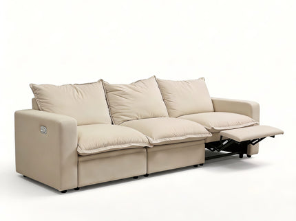 Plush Pillow Top Reclining Sofa, 3 Seat - Cream Beige