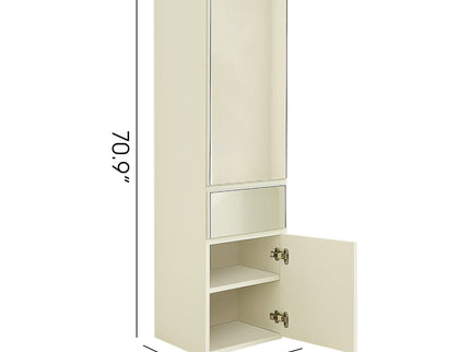 Elise - Slim Modular Closet Cabinet With Mirror - White