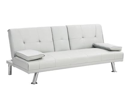 Futon Sofa Bed With Armrest Two Holders Wood Frame, Stainless Leg