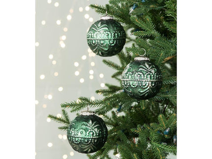 Christmas Ball Ornaments, Glass Decorative Hanging Ball Christmas Tree Ornaments, For Holiday Party Decorations (Set of 6) - Green