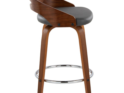 Cassis - Mid Century Modern Fixed Height Counter Stool With Swivel With Round Footrest (Set of 2)