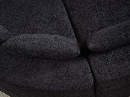 V - Shaped Modular Sofa Set & 3 Pillows And 2 Curved Ottomans For Living Rooms - Black
