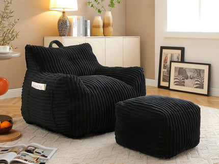 Giant Bean Bag Chair With Armrests And Footstool