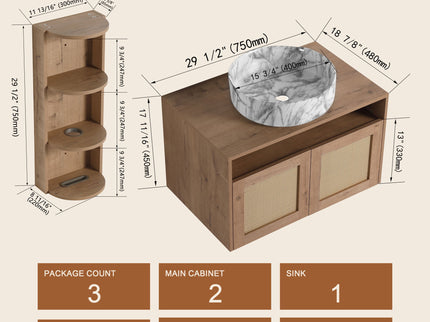 Bathroom Vanity & Art Sink And Storage Rack, Float Mounting Design