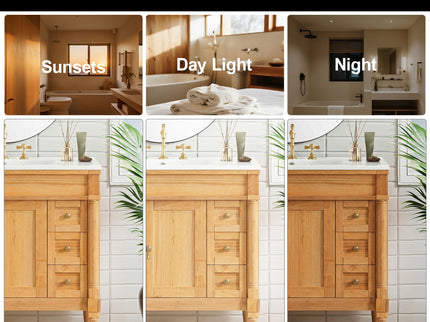 Modern Bathroom Vanity With Ceramic Sink, Soft Close Doors, Adjustable Shelves
