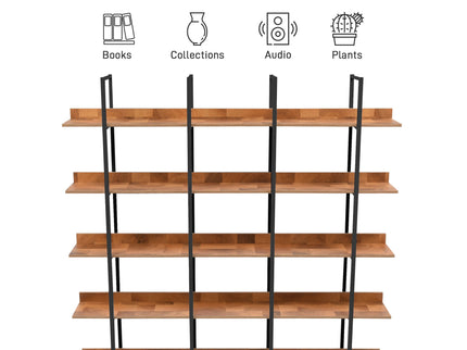 Vintage Industrial 5 Tier Open Bookcase